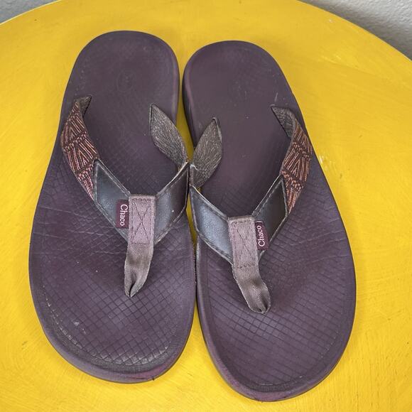 Chaco Open Toe Thong Sandals Size 8 Purple Outdoor Beach Flat Flip Flop Slides - Picture 4 of 9